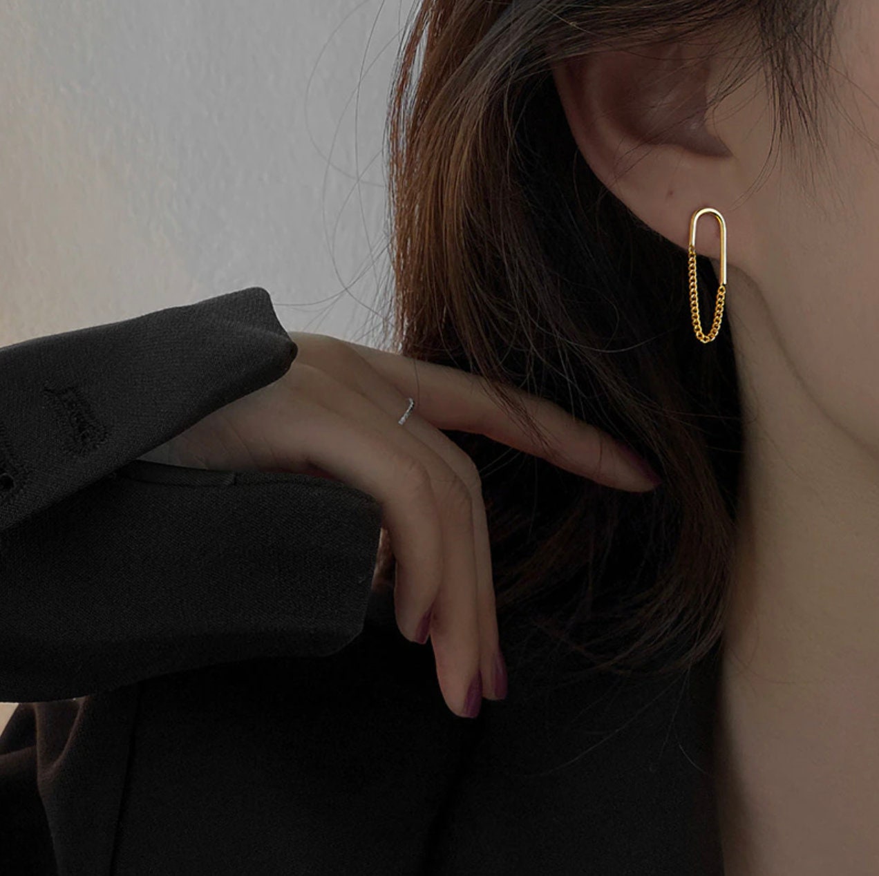 Aran Jewels | Earrings | LINE CHAIN gold earrings
